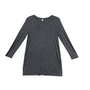 Old Navy Womens Charcoal Gray Long‎ Sleeve Tunic Top L Polyester Rayon